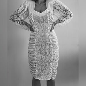 NWOT Vtg 90s MAYVERS of California White Lace Gown Dress S M Rare Bridal Y2K